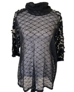 Load image into Gallery viewer, Lili Butler Black Cowl Neck Sheer Tunic, S/M
