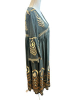 Load image into Gallery viewer, Greek Archaic Kori Black Feather Embroidered Mini Dress, XS
