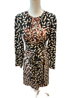 Load image into Gallery viewer, Diane von Furstenburg Brown and Black Print Wrap Dress, 6
