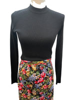 Load image into Gallery viewer, Egon von Furstenberg Vintage Black and Floral Dress with Belt,
