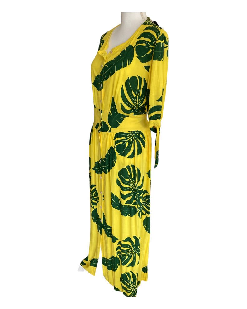 Three Islands Yellow Monstera Dress, M Second Serve Resale Three Islands Yellow Monstera Dress, M Second Serve Resale