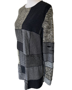 Lili Butler Grey Patchwork Jersey Tunic/Dress with Separate Cowl Neck Piece, M/L