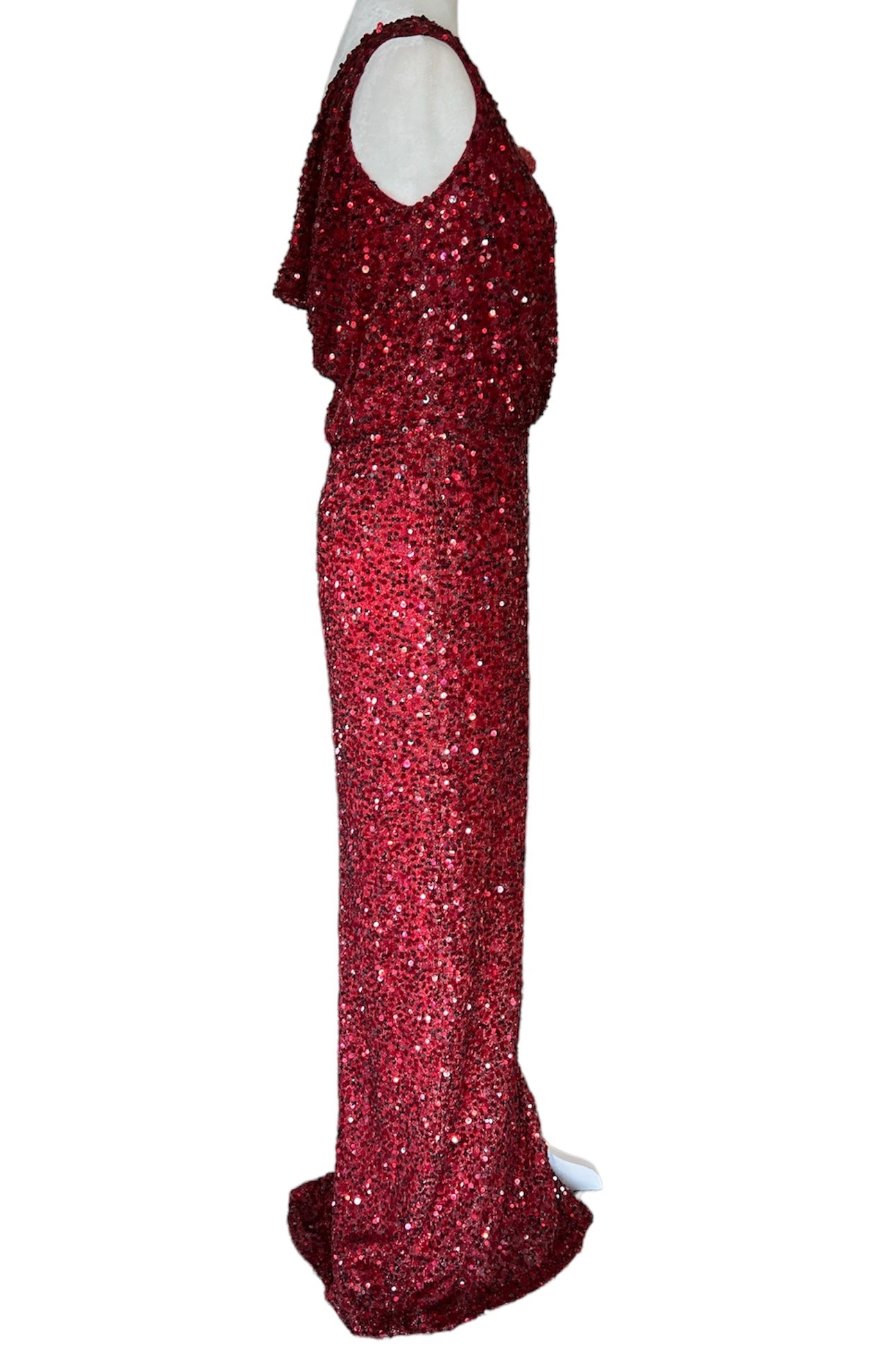 St. John Couture Red Beaded Evening Gown, 4