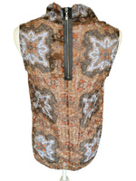 Load image into Gallery viewer, St. John SoCa Sleeveless Brown Shimmery Print Top with Detachable Bow, P
