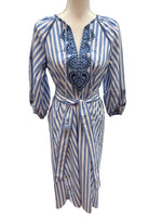 Load image into Gallery viewer, J. McLaughlin Zelena Blue Stripe Cotton Dress with Tags, XS
