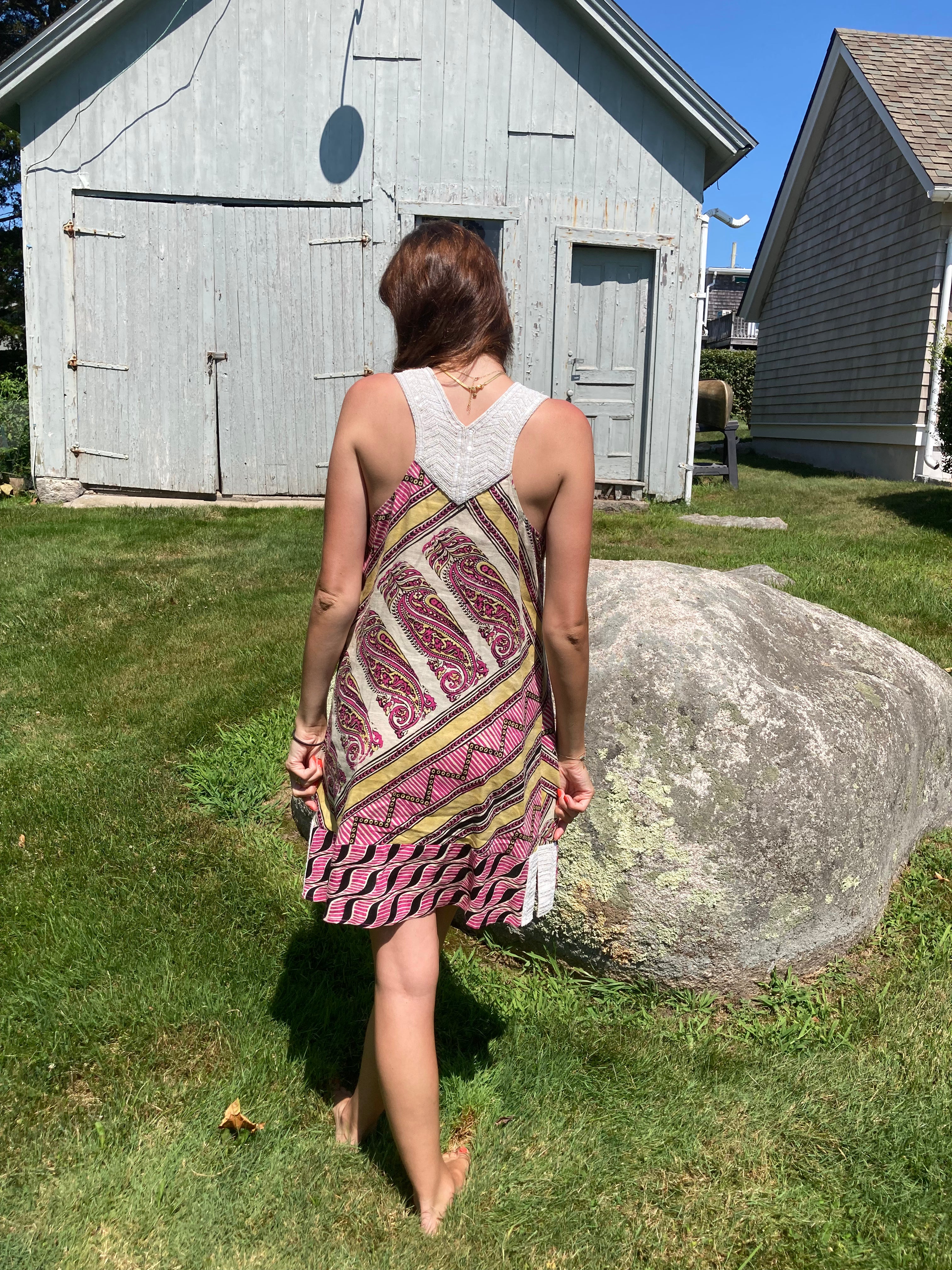 Calypso Linen and Silk Beaded Halter Dress, 8 Calypso Linen and Silk Beaded Halter Dress, 8