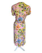 Load image into Gallery viewer, Three Islands Pink Floral Short Sleeve Wrap Dress, M

