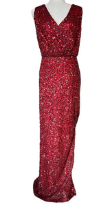 St. John Couture Red Beaded Evening Gown, 4