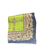 Load image into Gallery viewer, Echo Green, Gold and Grey Silk Scarf
