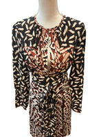 Load image into Gallery viewer, Diane von Furstenburg Brown and Black Print Wrap Dress, 6
