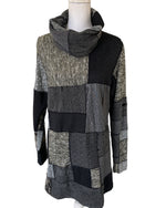Load image into Gallery viewer, Lili Butler Grey Patchwork Jersey Tunic/Dress with Separate Cowl Neck Piece, M/L
