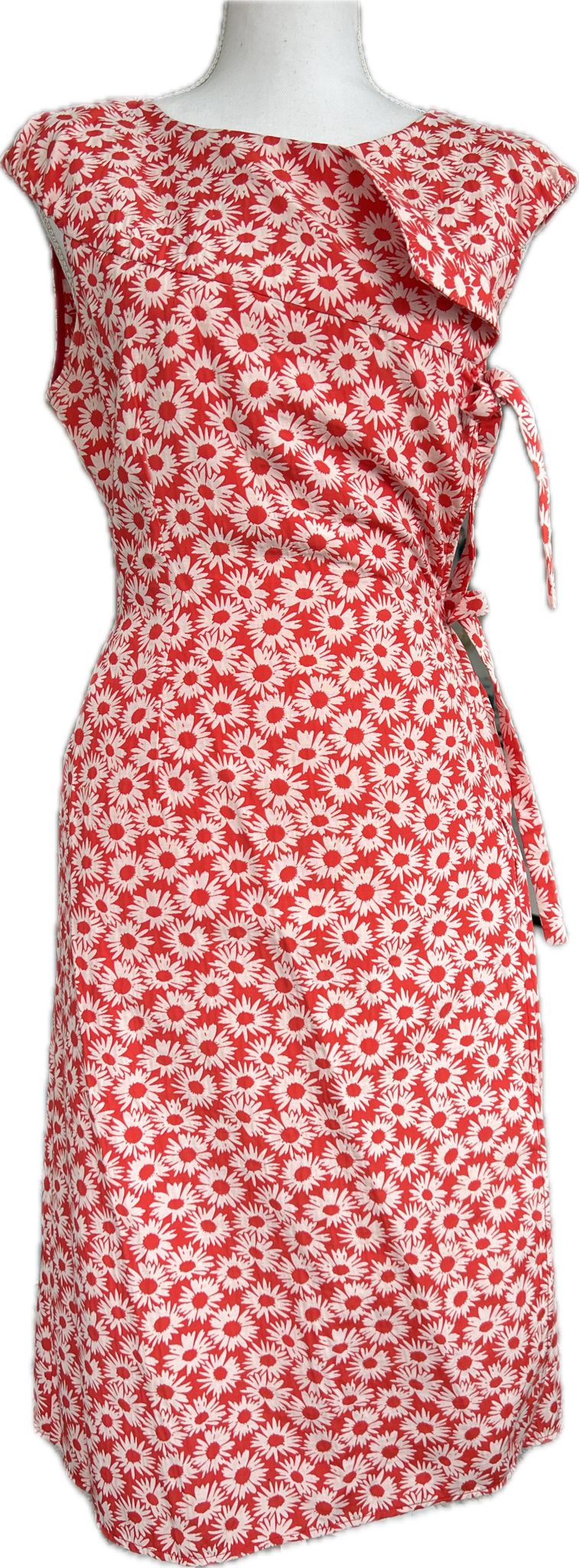Antoine & Lili Red and White Daisy Wrap Dress, S/M Second Serve Resale Antoine & Lili Red and White Daisy Wrap Dress, S/M Second Serve Resale