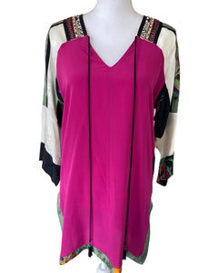 Etro Colorblock Fuchsia Silk Tunic, M