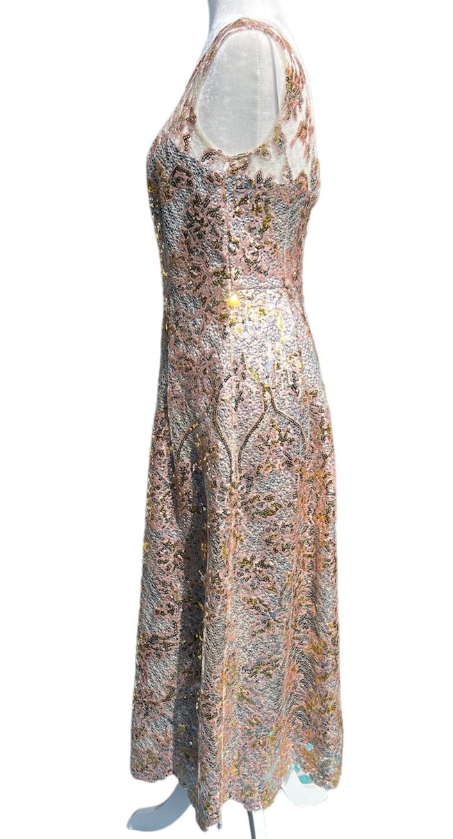 Kay Unger Gold Sequin Dress, 4