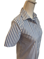 Load image into Gallery viewer, Tuckernuck Blue and White Martine Bubble Striped Button Up Maxi Dress, XXS
