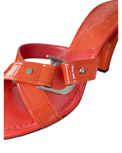 Christian Dior Vintage Orange Patent D Charm Sandals, 39.5