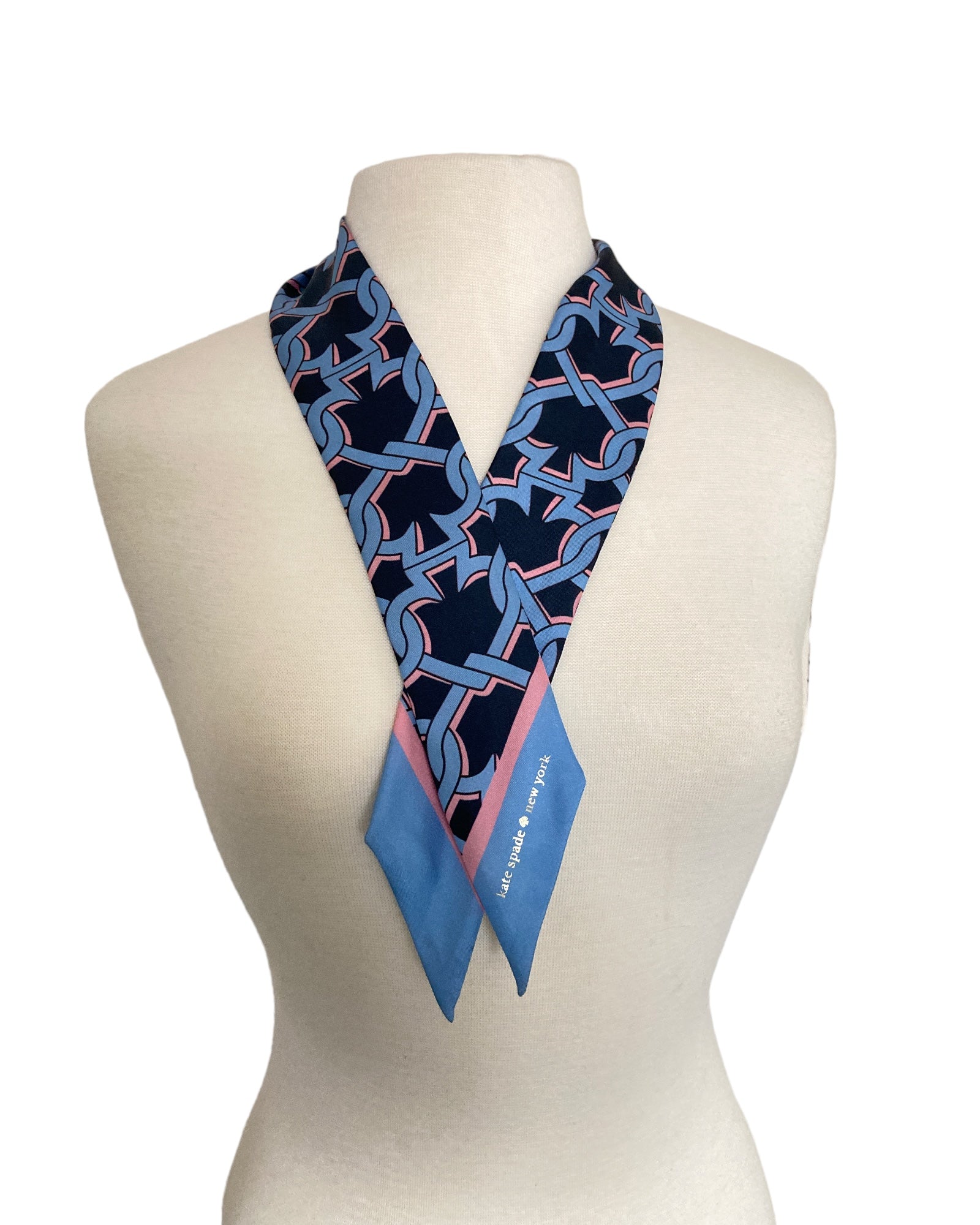 Kate Spade Navy, Blue and Pink Skinny Scarf