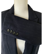 Load image into Gallery viewer, Equipment &quot;Jeanne&quot; Wool Blend Navy Striped One Button Blazer, 6
