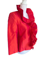 Load image into Gallery viewer, Nina McLemore Red Silk Ruffle Blazer, 0
