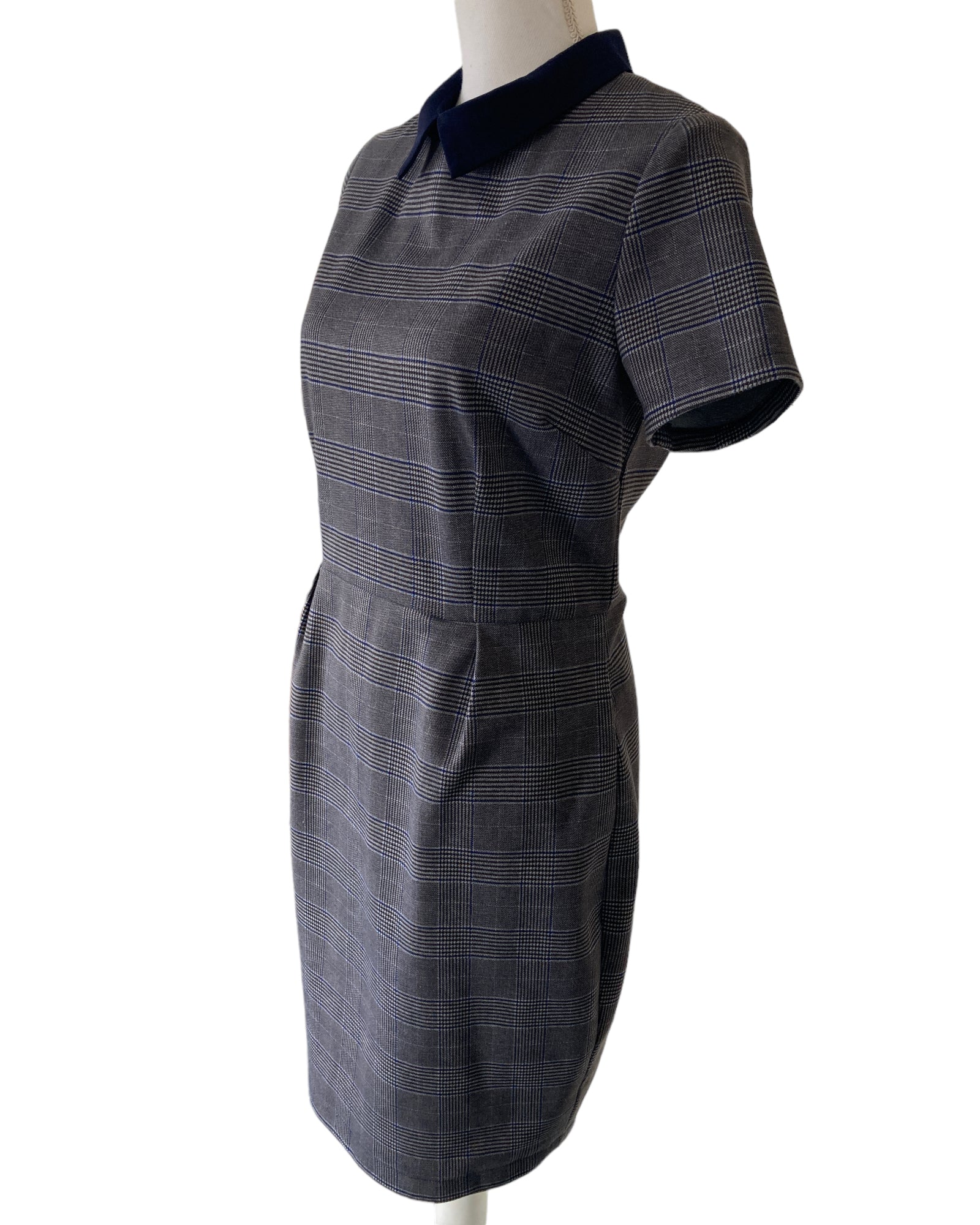 Joanie Blue and Black Plaid Short Sleeve Dress, 8