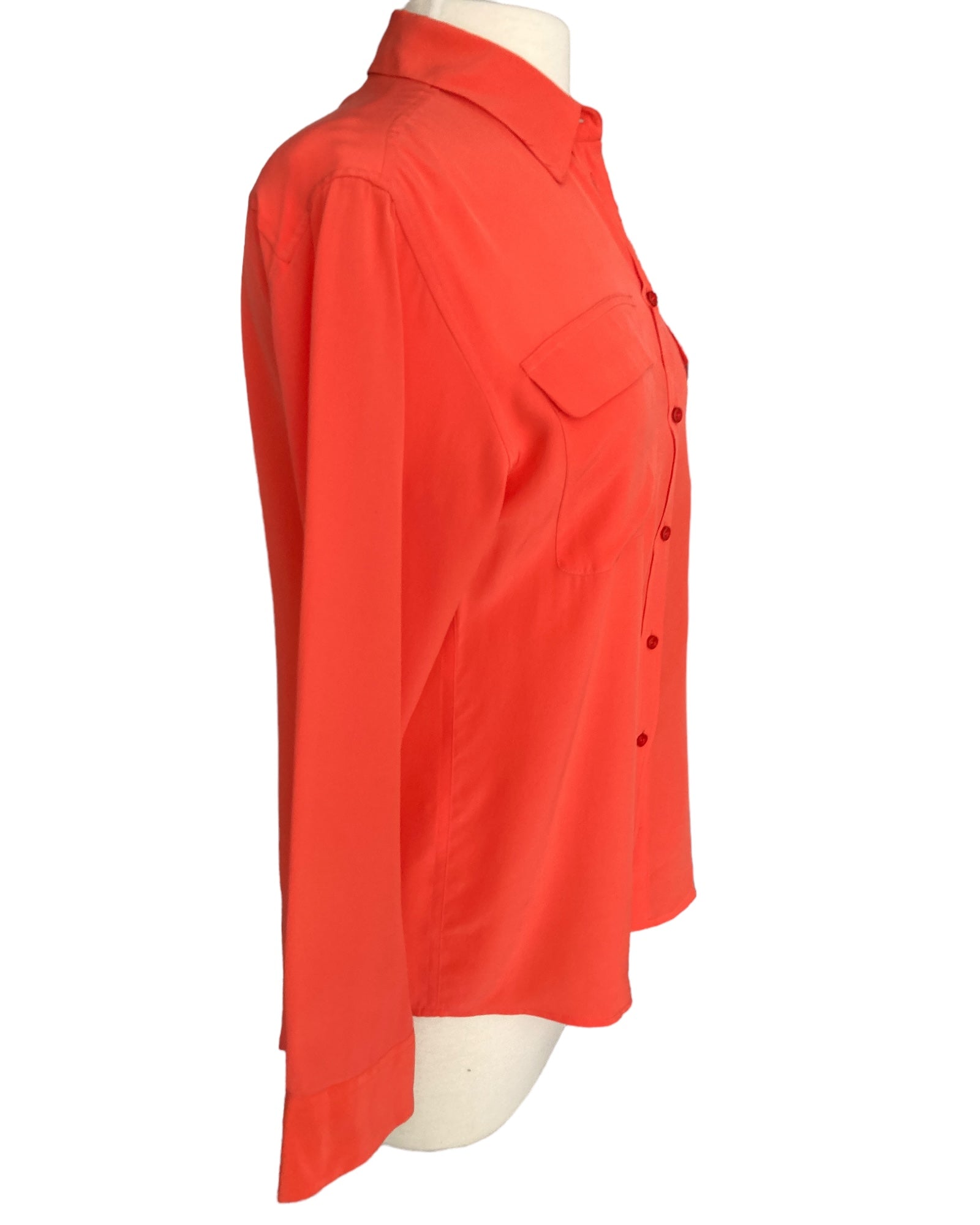 Equipment Orange Silk Shirt, S
