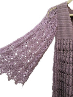 Load image into Gallery viewer, Lilac Crocheted 1970s Maxi dress, S
