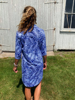 Load image into Gallery viewer, Persifor Blue Print Winpenny Dress, S
