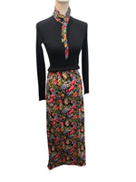 Load image into Gallery viewer, Egon von Furstenberg Vintage Black and Floral Dress with Belt,

