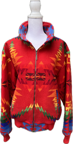 Load image into Gallery viewer, Pendleton Southwest Aztec Red and Orange Flight Jacket, L
