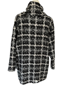 Lili Butler Black and White Textured Plaid Sweater Tunic, L