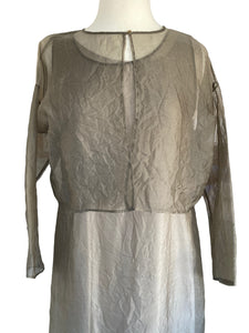 Beige Silk Crinkle Slip, Dress, and Jacket, M