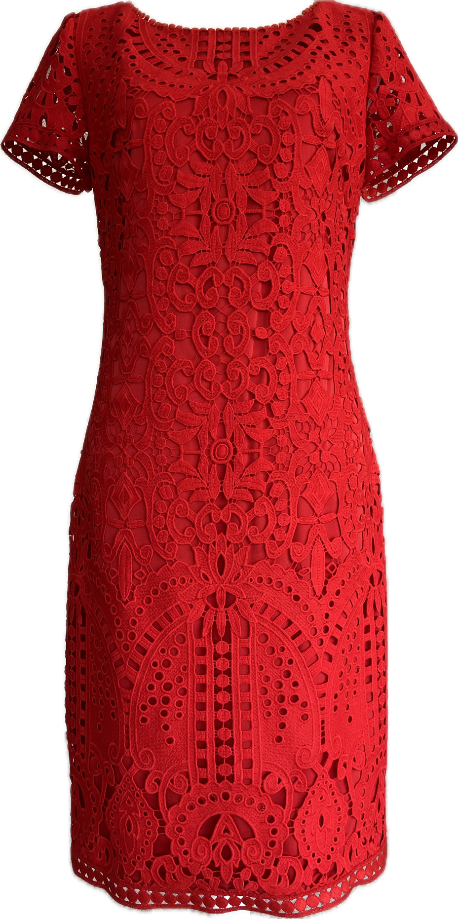 St. John Red Eyelet Dress, 4
