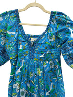 Load image into Gallery viewer, Printfresh Blue and Green Print Maxi Dress, XS
