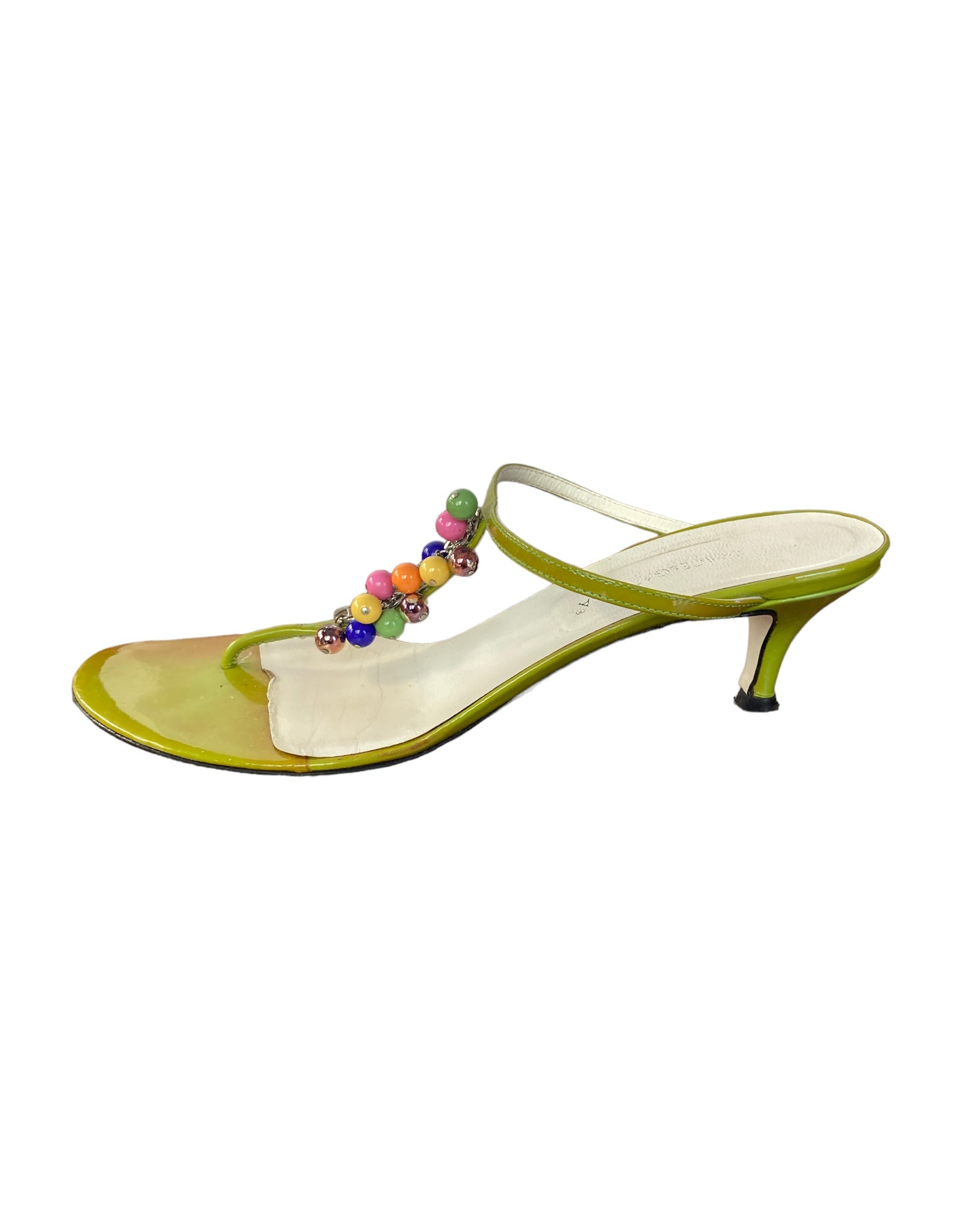 Dolce & Gabanna Green Kitten Heel Mule Sandals, 39.5
