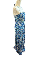 Load image into Gallery viewer, Bluegirl Blumarine Blue Animal Print Gown with Jeweled Detail, XXS
