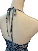 Load image into Gallery viewer, Bluegirl Blumarine Blue Animal Print Gown with Jeweled Detail, XXS
