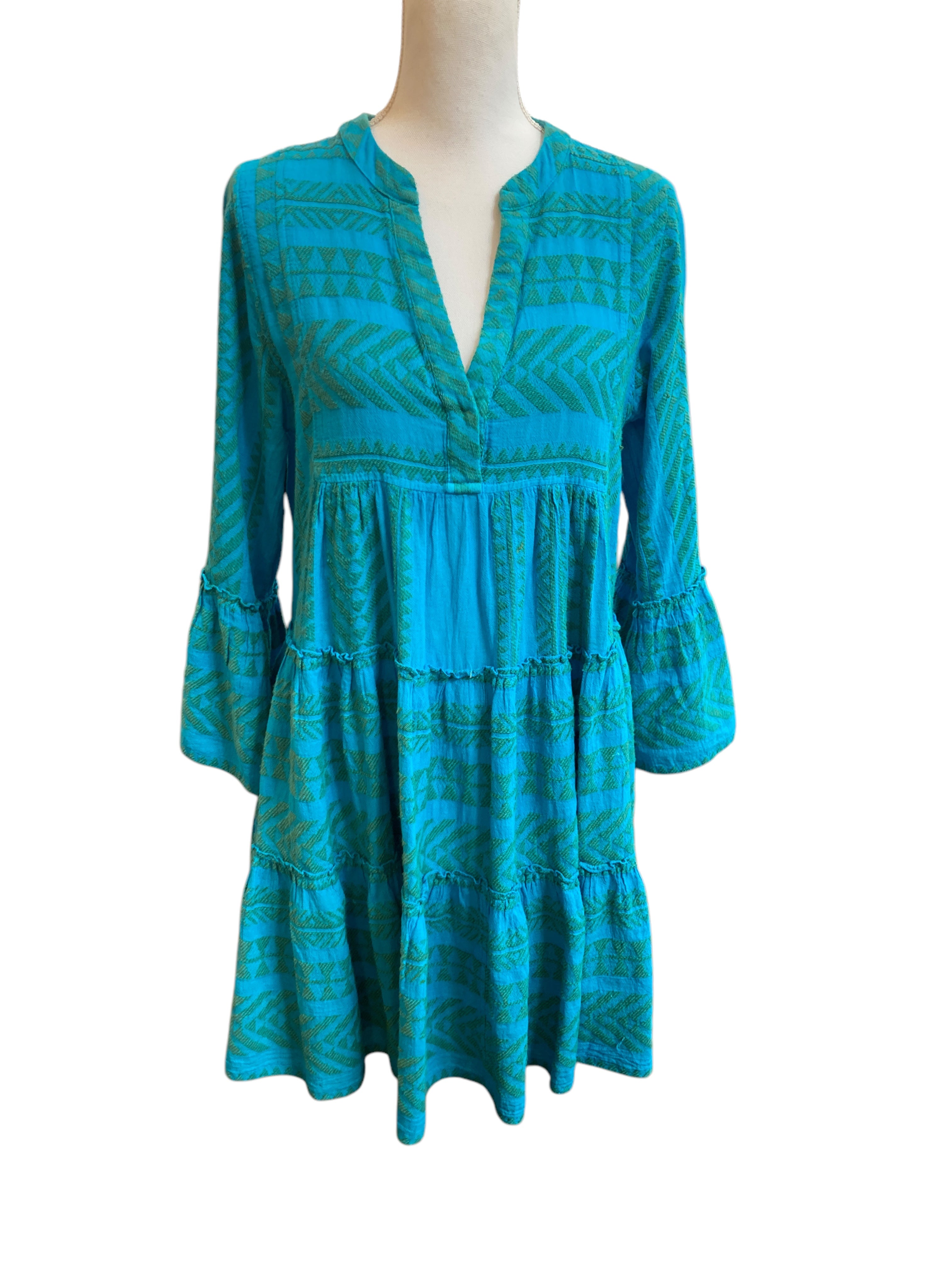 Devotion Twin Green and Blue Boho Dress, XS Second Serve Resale Devotion Twin Green and Blue Boho Dress, XS Second Serve Resale