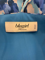 Load image into Gallery viewer, Bluegirl Blumarine Blue Animal Print Gown with Jeweled Detail, XXS
