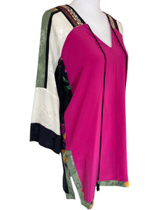 Etro Colorblock Fuchsia Silk Tunic, M