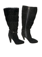 Load image into Gallery viewer, Prada Calzature Donna Ruched Black Suede Boots, 40.5
