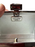 Load image into Gallery viewer, Judith Leiber Minaudière Amethyst Floral Art Deco Crystal Clutch with Box, Tags &amp; Mirror
