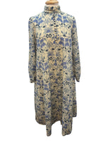 Load image into Gallery viewer, Annie Gough At Gemini Vintage Fine Wool Blue Floral Midi Dress, L/XL
