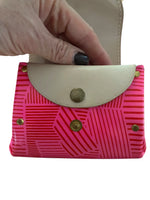 Load image into Gallery viewer, Yuichi Tachiyama Pink Geometric Print Leather Coin Purse and Card Holder
