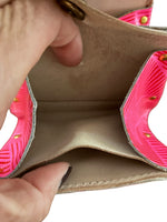 Load image into Gallery viewer, Yuichi Tachiyama Pink Geometric Print Leather Coin Purse and Card Holder
