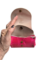 Load image into Gallery viewer, Yuichi Tachiyama Pink Geometric Print Leather Coin Purse and Card Holder
