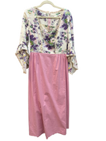 Load image into Gallery viewer, Vintage Handmade Purple Floral and Pink Maxi Dress, S/M
