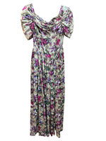 Load image into Gallery viewer, Vintage Handmade Purple and Grey Floral 1940s Maxi Dress, S/M
