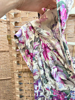 Load image into Gallery viewer, Vintage Handmade Purple and Grey Floral 1940s Maxi Dress, S/M
