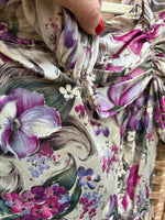 Load image into Gallery viewer, Vintage Handmade Purple and Grey Floral 1940s Maxi Dress, S/M
