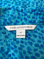 Load image into Gallery viewer, Diane Von Fürstenberg Blue Pattern Silk Shirt, 12
